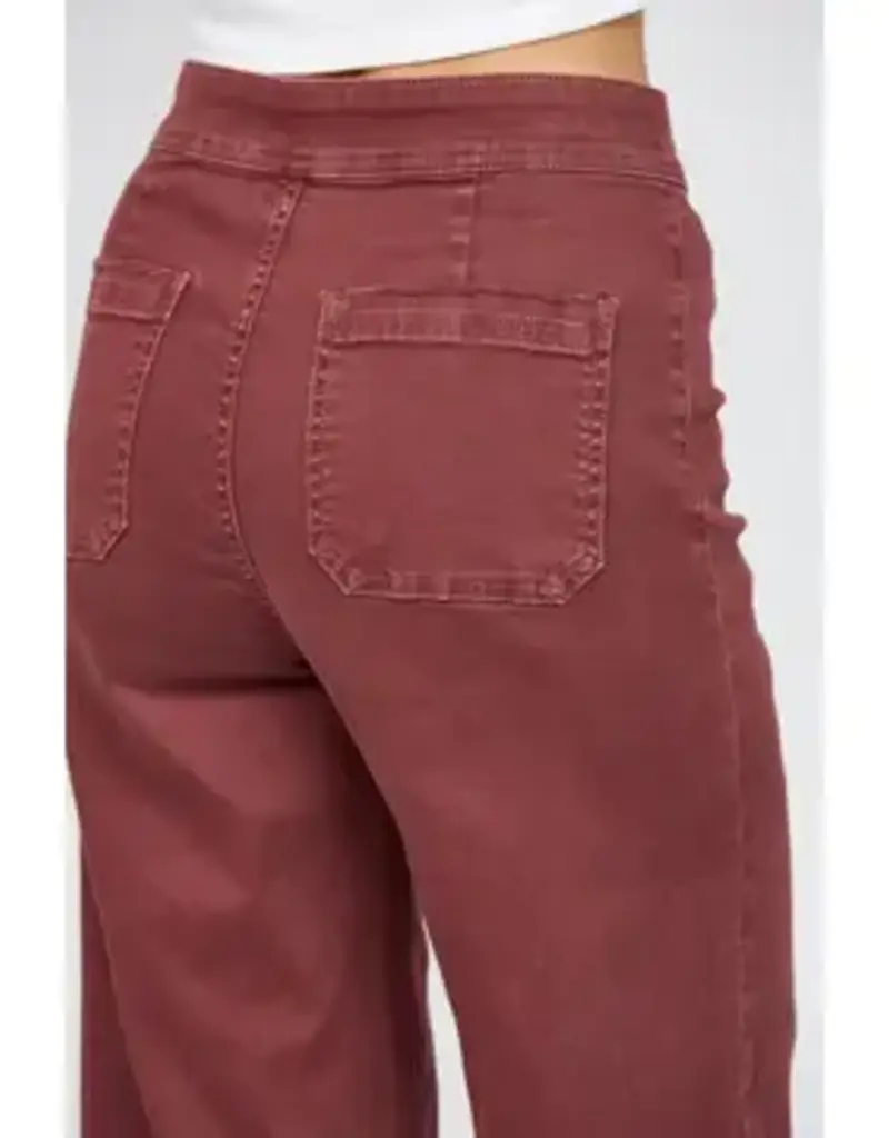 Bethany Button Front High Rise Wide Crop Leg