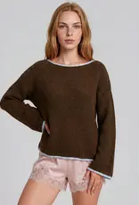 Natasha Boat Neck Contrast Trim Sweater Available in 3 colors: Chococlate, Mocha, Light Mocha