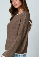 Natasha Boat Neck Contrast Trim Sweater Available in 3 colors: Chococlate, Mocha, Light Mocha