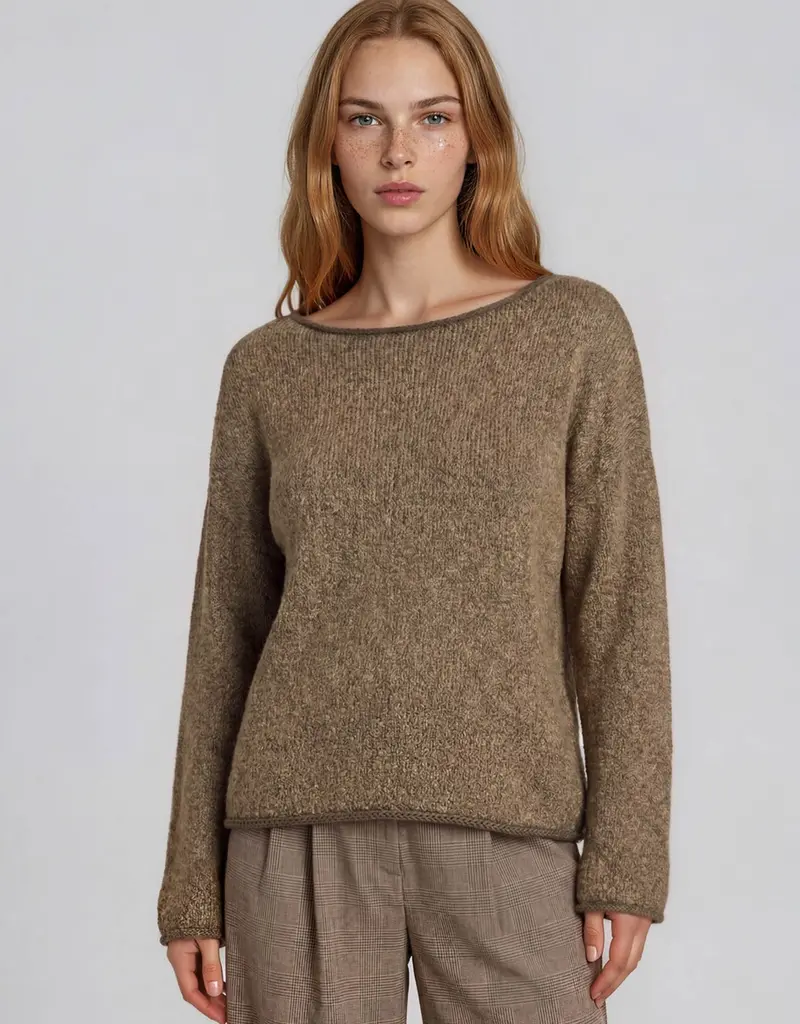 Natasha Boat Neck Contrast Trim Sweater Available in 3 colors: Chococlate, Mocha, Light Mocha