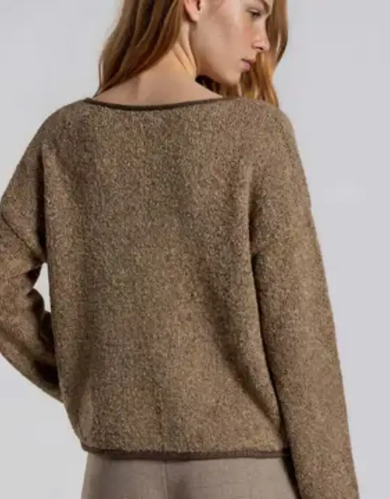 Natasha Boat Neck Contrast Trim Sweater Available in 3 colors: Chococlate, Mocha, Light Mocha