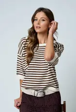Kinley Button Back Detail Stripe Knit Sweater