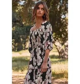 Pelicia Floral Printed Tiered Midi Dress
