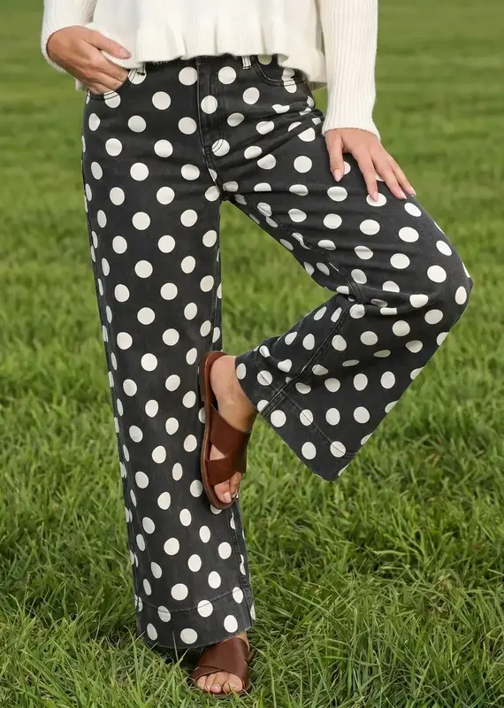 Dana Polka Dot Straight Leg Pant