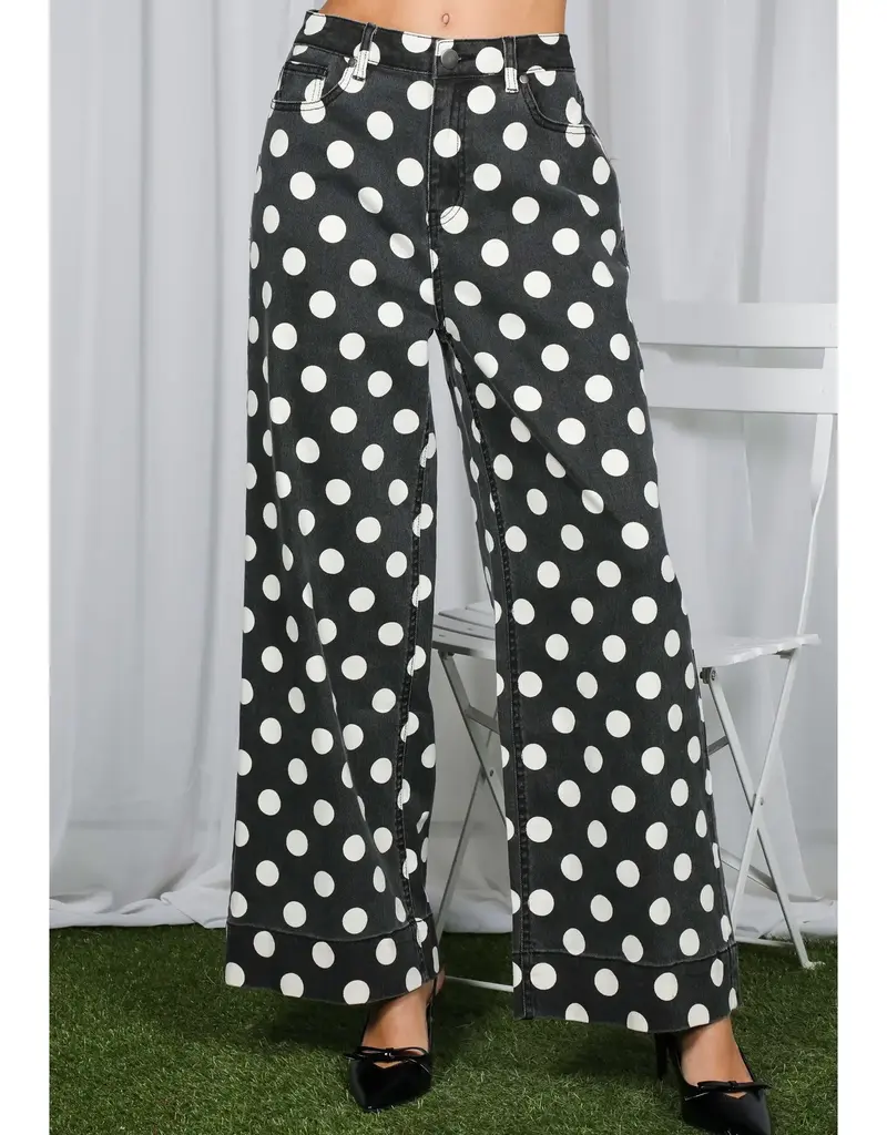 Dana Polka Dot Straight Leg Pant