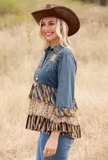 Vintage Boho Patchwork Tiered Top