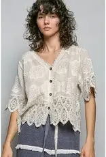 Cassie Crochet Trim Neckline Jacket/Top
