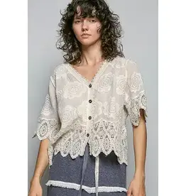 Cassie Crochet Trim Neckline Jacket/Top