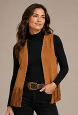 Faith Faux Suede Studded Fringe Vest