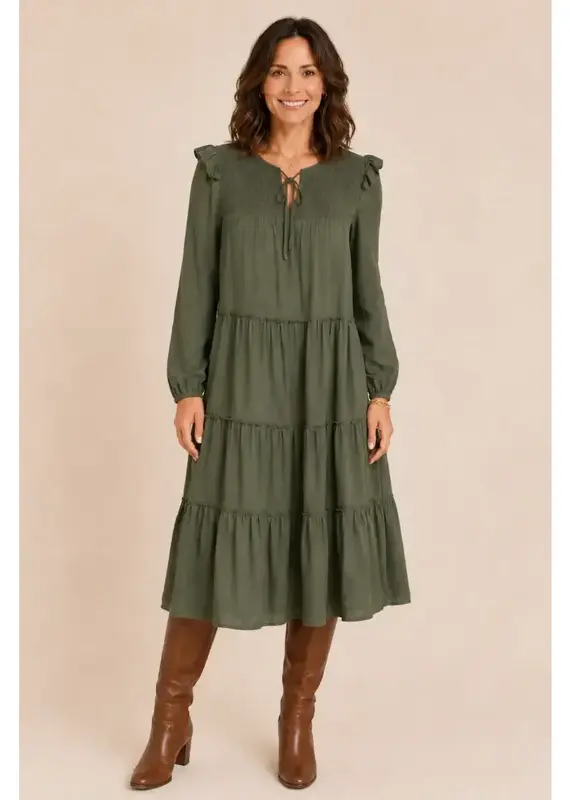 Tamara Tie Front Tiered Georgette Midi Dress