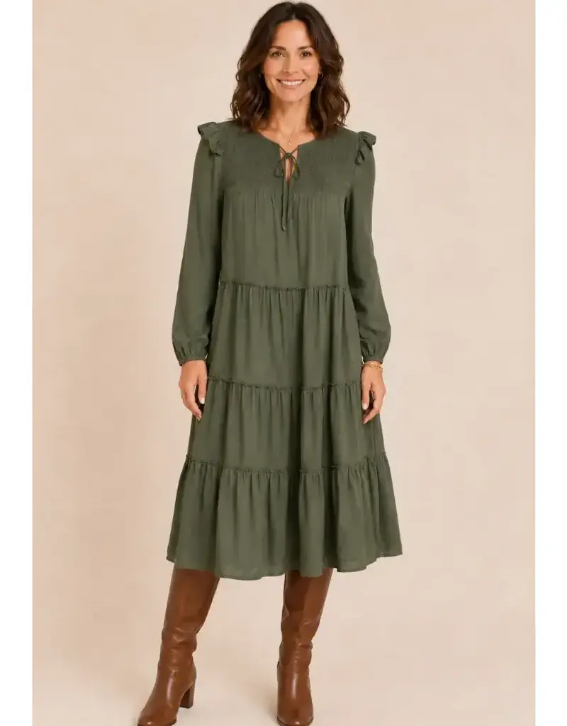 Tamara Tie Front Tiered Georgette Midi Dress