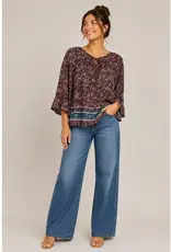 Polly Paisley Ruffle Hem Georgette Top