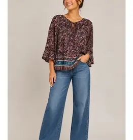 Polly Paisley Ruffle Hem Georgette Top