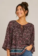 Polly Paisley Ruffle Hem Georgette Top
