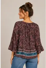 Polly Paisley Ruffle Hem Georgette Top