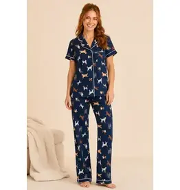 Dog Print S/S Yummy Top & Pull On Pant Pj Set