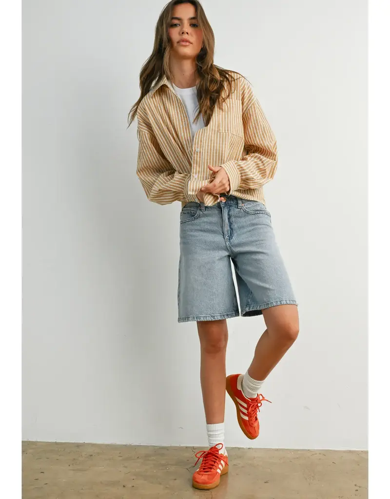Sandy Striped Button-Up Layering Shirt