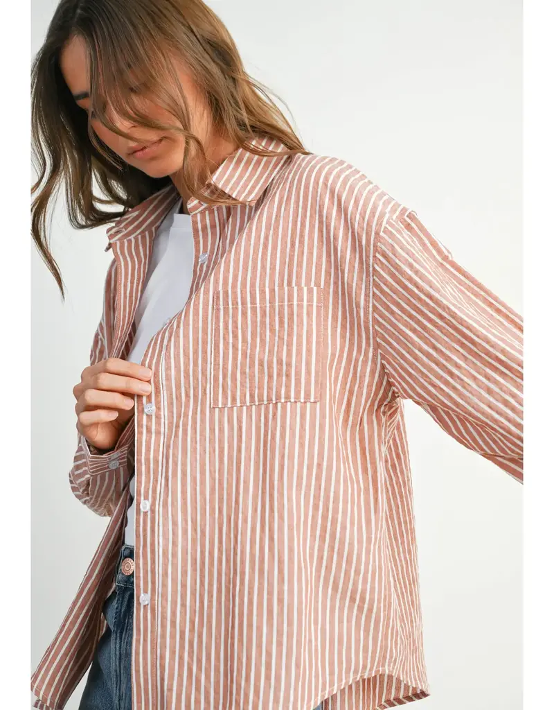 Sandy Striped Button-Up Layering Shirt