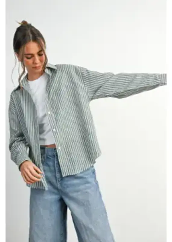 Sandy Striped Button-Up Layering Shirt