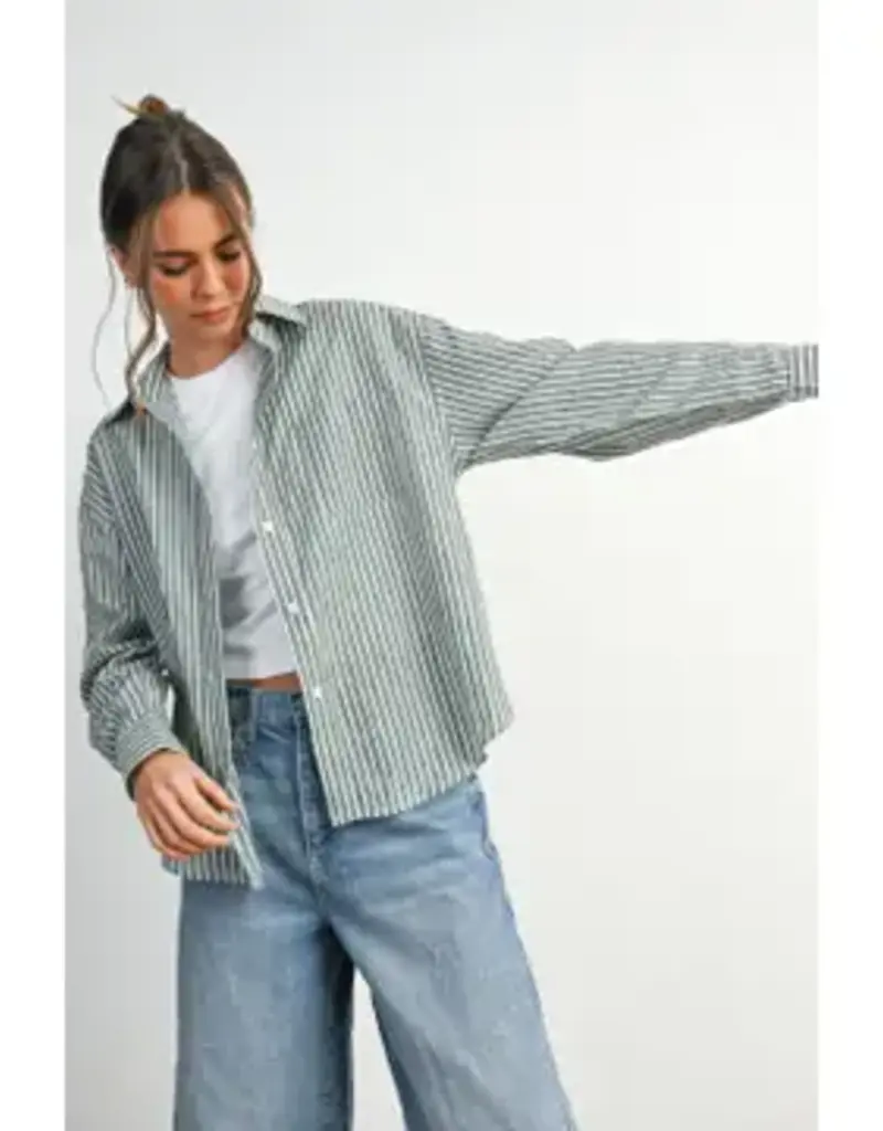 Sandy Striped Button-Up Layering Shirt