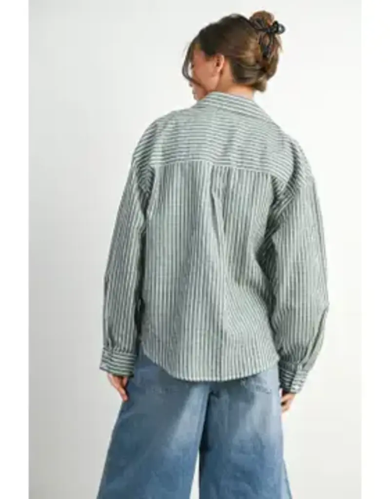 Sandy Striped Button-Up Layering Shirt