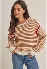 Cynthia Cotton Sweater with Pop of Contrast