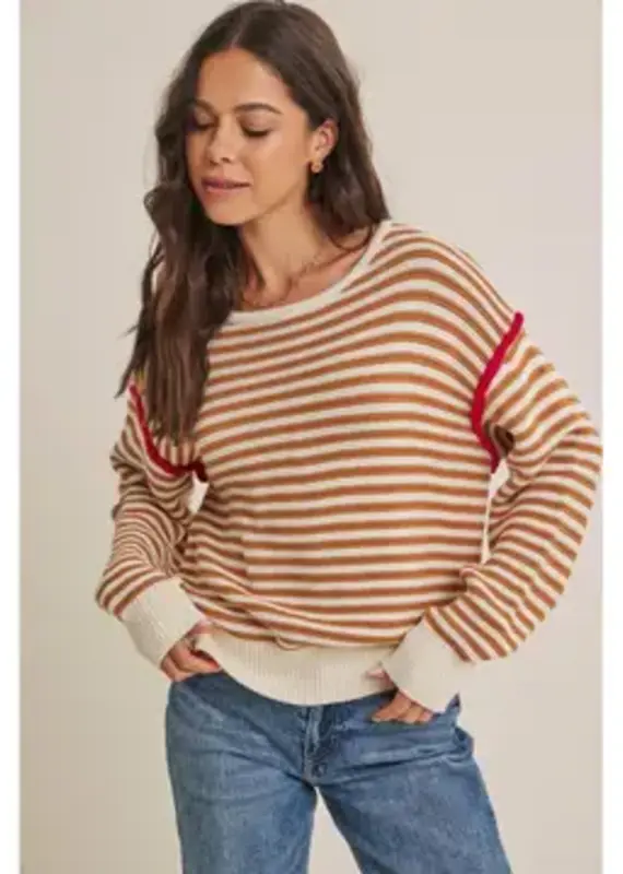 Cynthia Cotton Sweater with Pop of Contrast