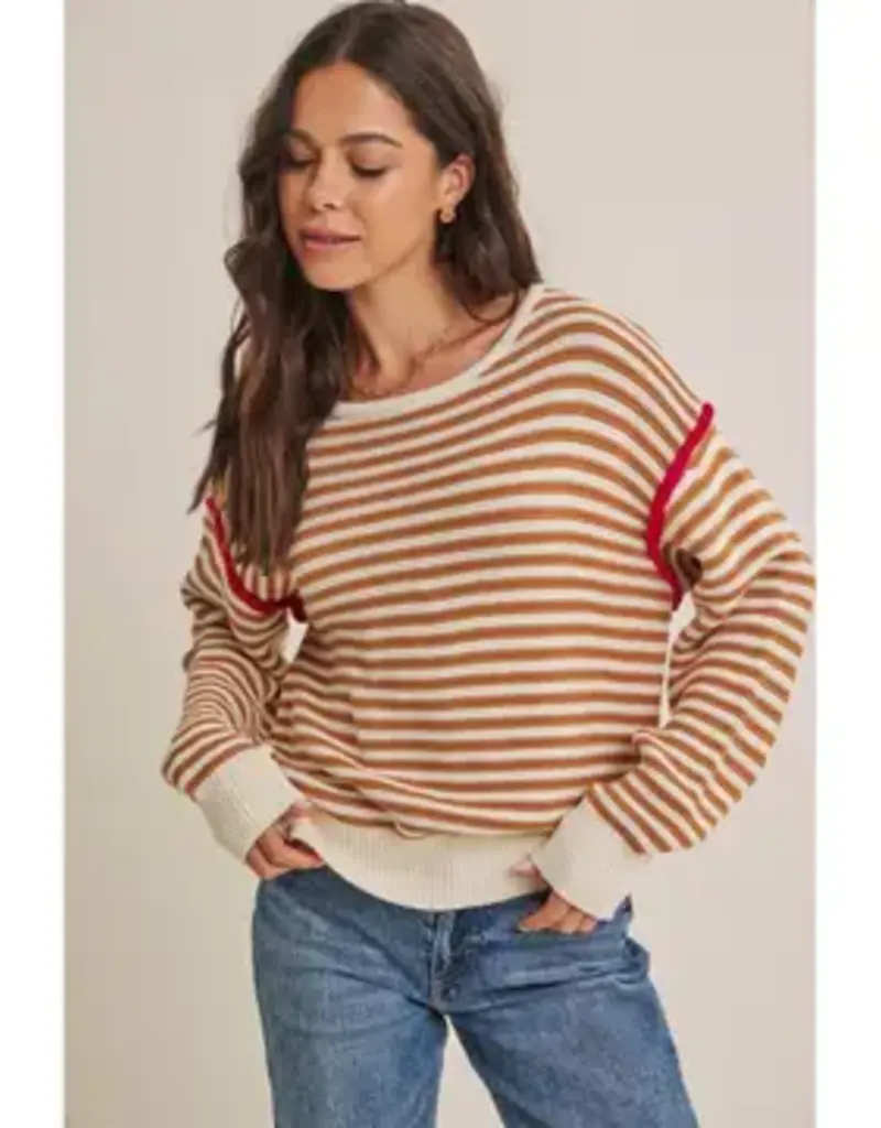 Cynthia Cotton Sweater with Pop of Contrast