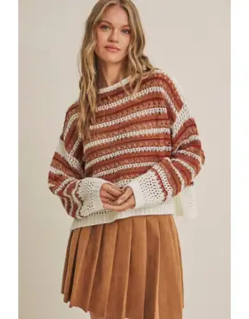Olivia Relaxed Fit Airy Open-Knit Crochet Sweater