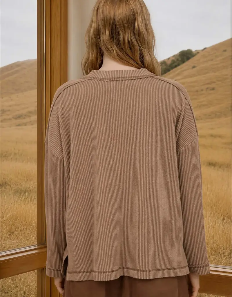 Leslie Ribbed Long Sleeve Knit Top