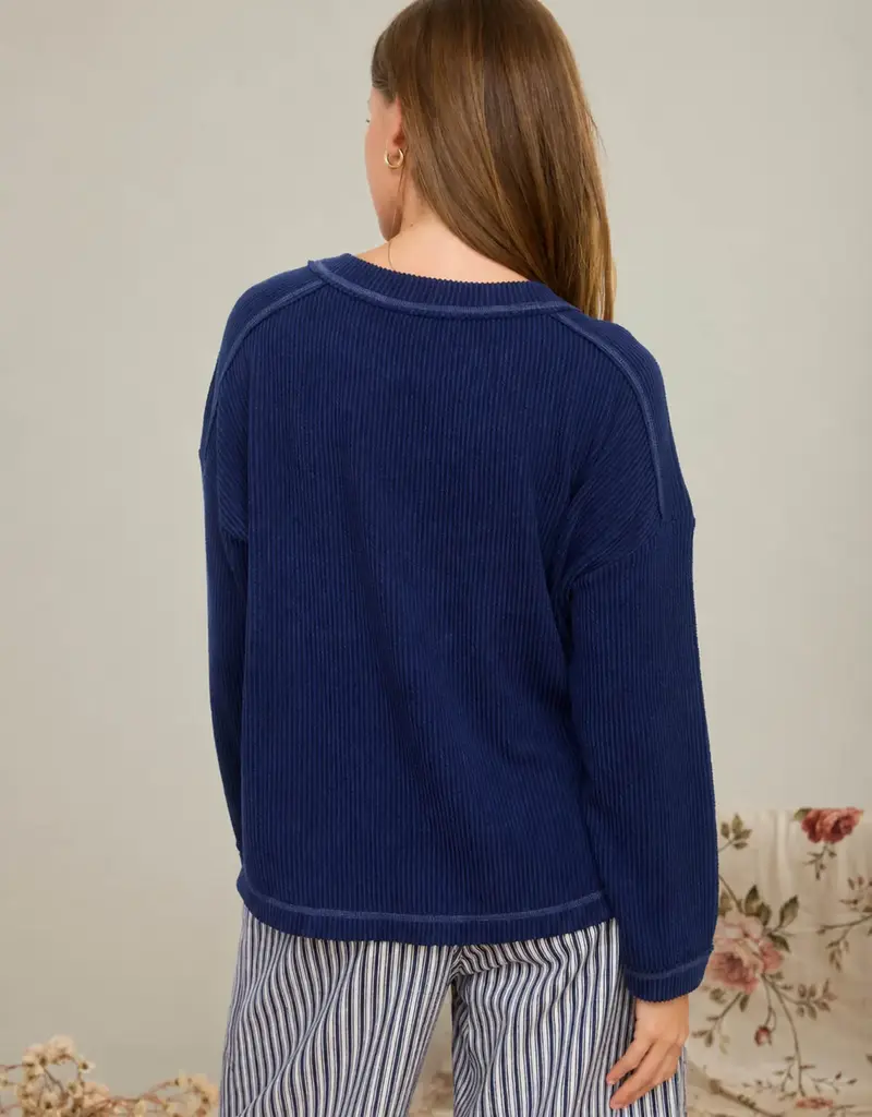 Leslie Ribbed Long Sleeve Knit Top