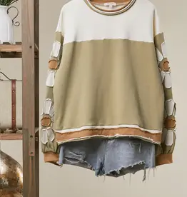 Daisy Applique Colorblock Top