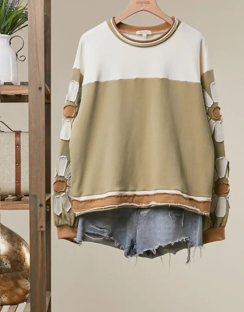 Daisy Applique Colorblock Top