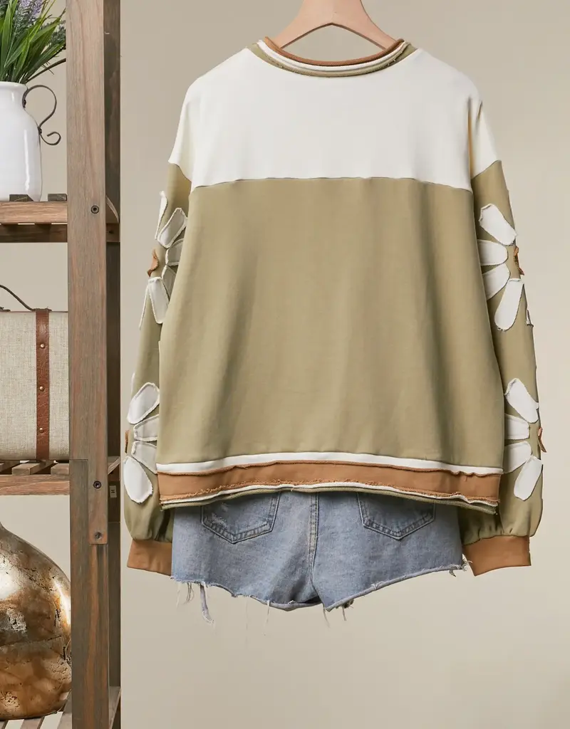 Daisy Applique Colorblock Top