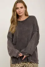 Wendy Washed Raw Edge Drop Sleeve Sweater