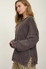 Wendy Washed Raw Edge Drop Sleeve Sweater