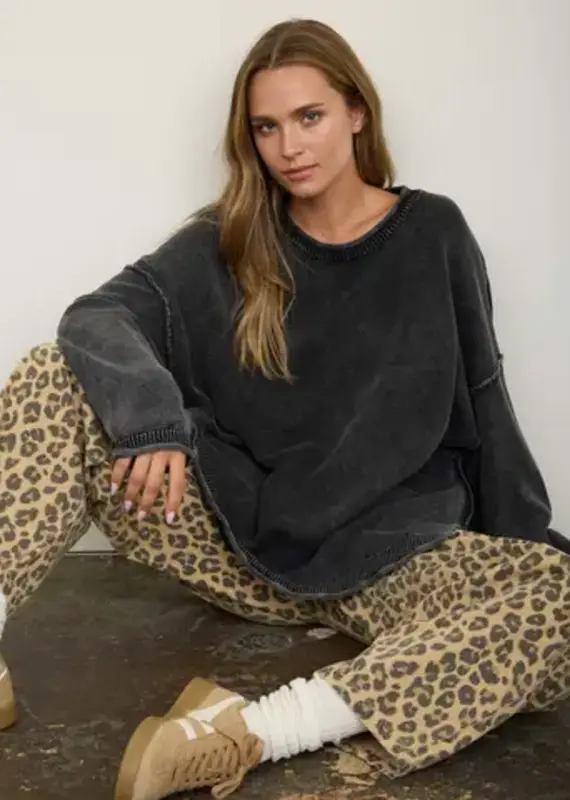 Wendy Washed Raw Edge Drop Sleeve Sweater