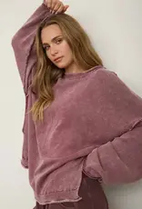 Wendy Washed Raw Edge Drop Sleeve Sweater