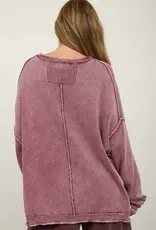 Wendy Washed Raw Edge Drop Sleeve Sweater