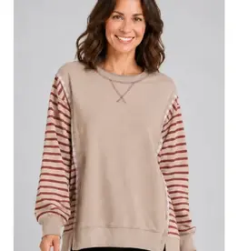 Sammie Trim Stripe Insert Pullover Top