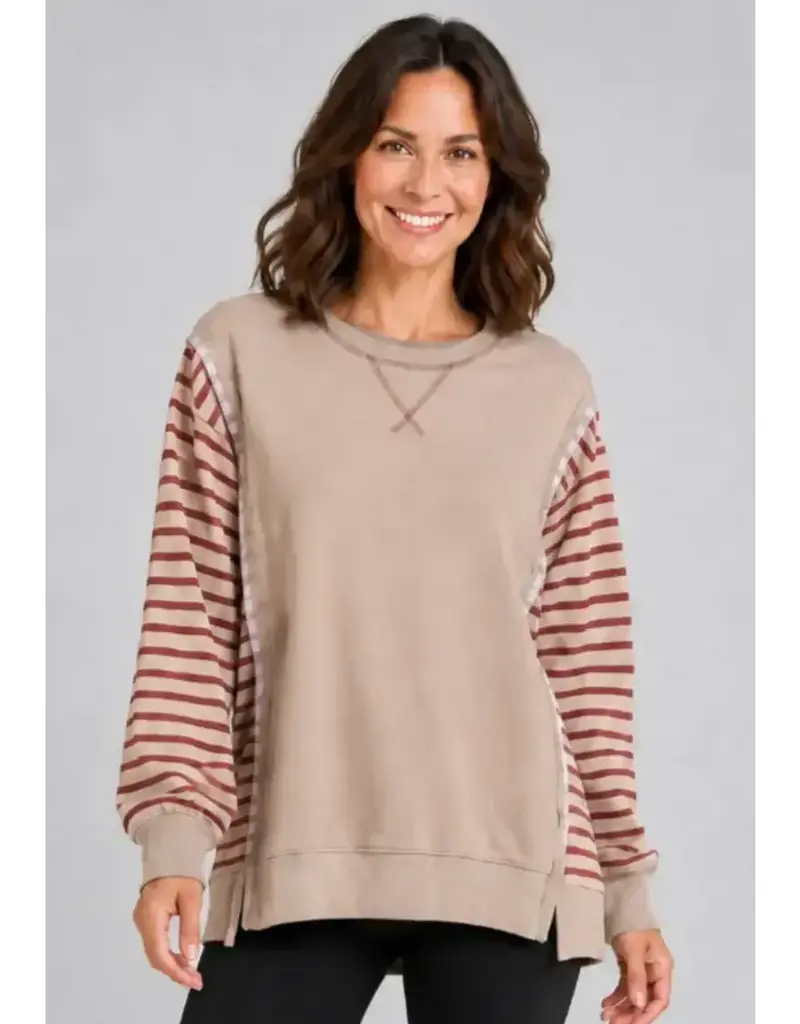 Sammie Trim Stripe Insert Pullover Top