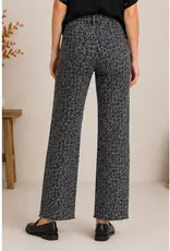 Madilyn Animal Print Wide Leg Fray Hem Jean
