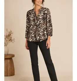 Linda Animal Henley 3/4 Dolman Sleeve Top