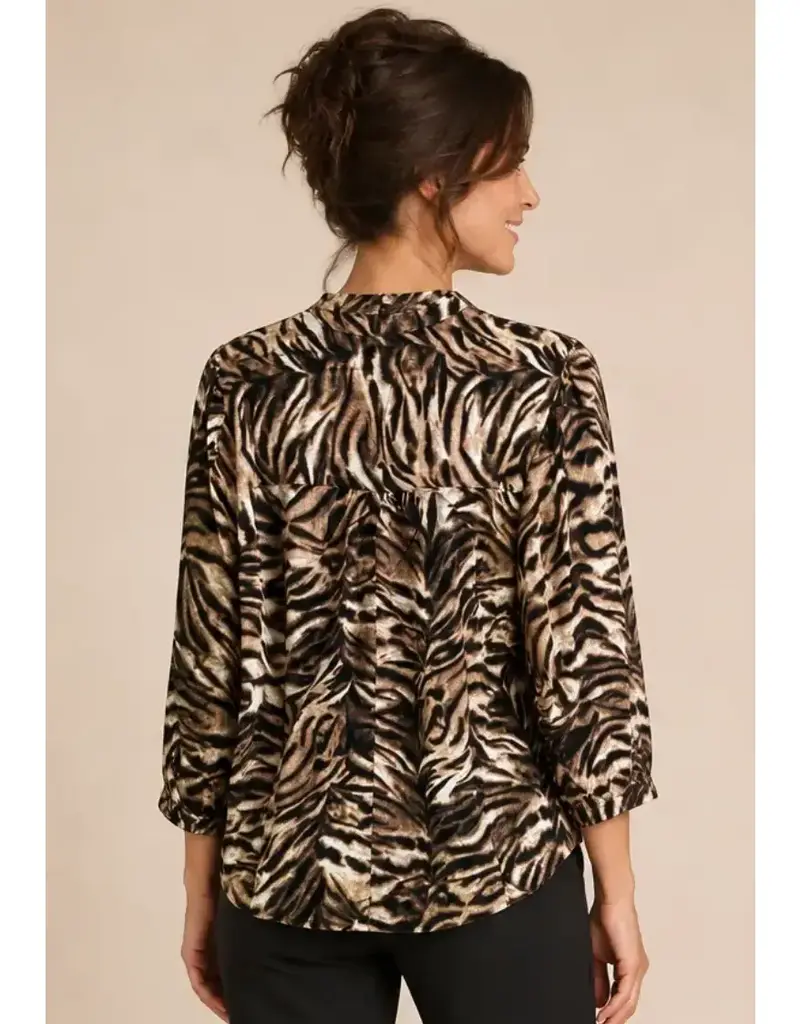 Linda Animal Henley 3/4 Dolman Sleeve Top