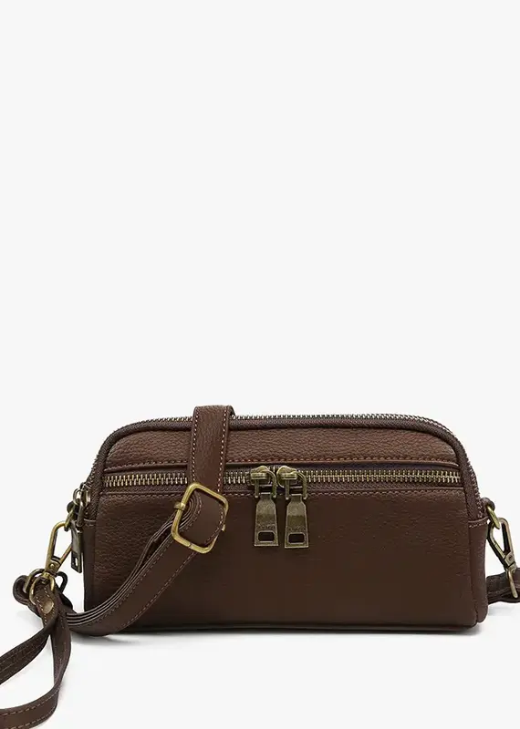 Sunny Dual Compartment Crossbody w/ Wristlet  - Rich Brown
