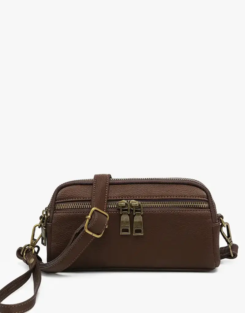 Sunny Dual Compartment Crossbody w/ Wristlet  - Rich Brown