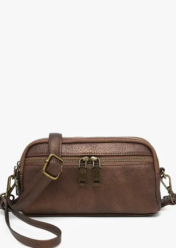 Sunny Dual Compartment Crossbody w/ Wristlet  - Cocoa Pearl