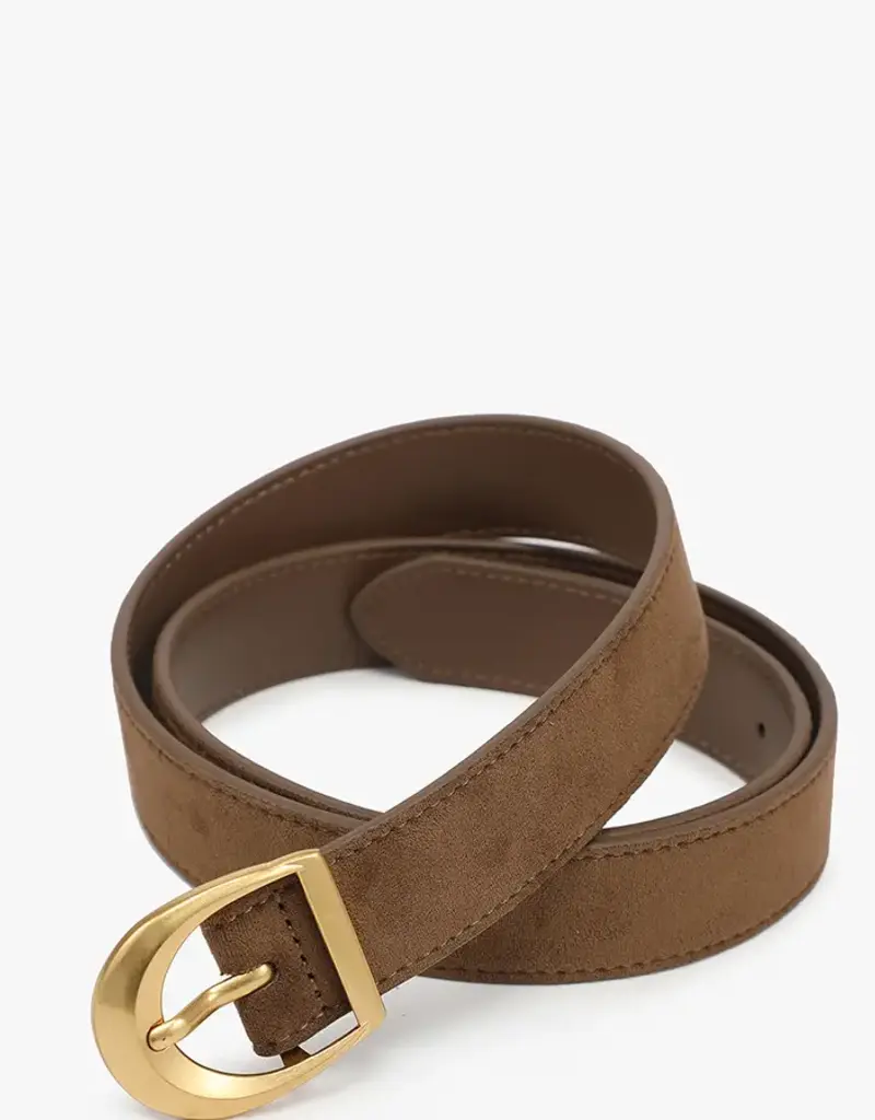 Faux Suede Belt w/ Antique Buckle - Available in Brown & Tan