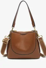 Corinna Bucket Bag – Two-Tone Canvas Guitar Strap - Brown