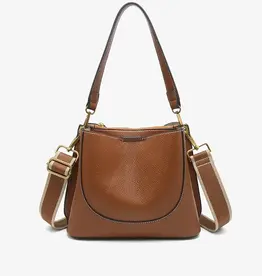 Corinna Bucket Bag – Two-Tone Canvas Guitar Strap - Brown